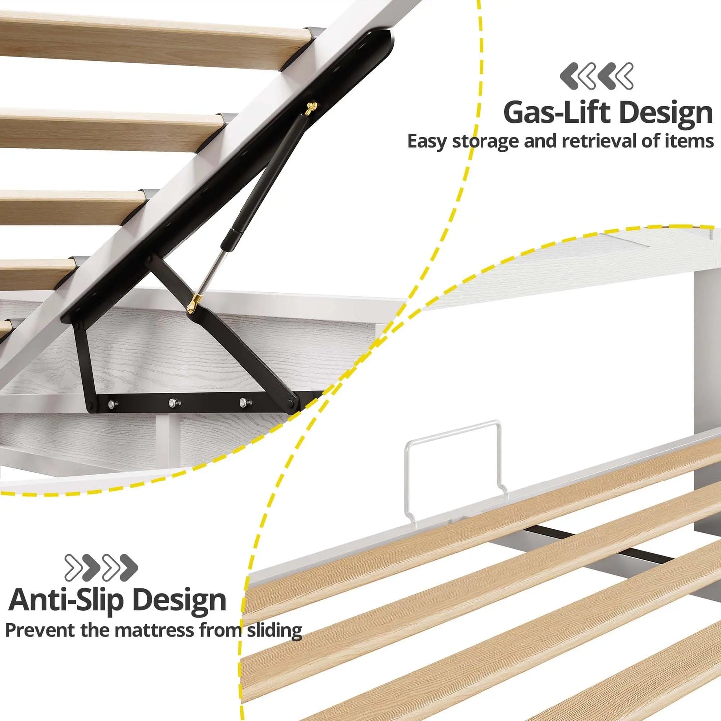Farmhouse Queen Bed Frame with Liftup Storage