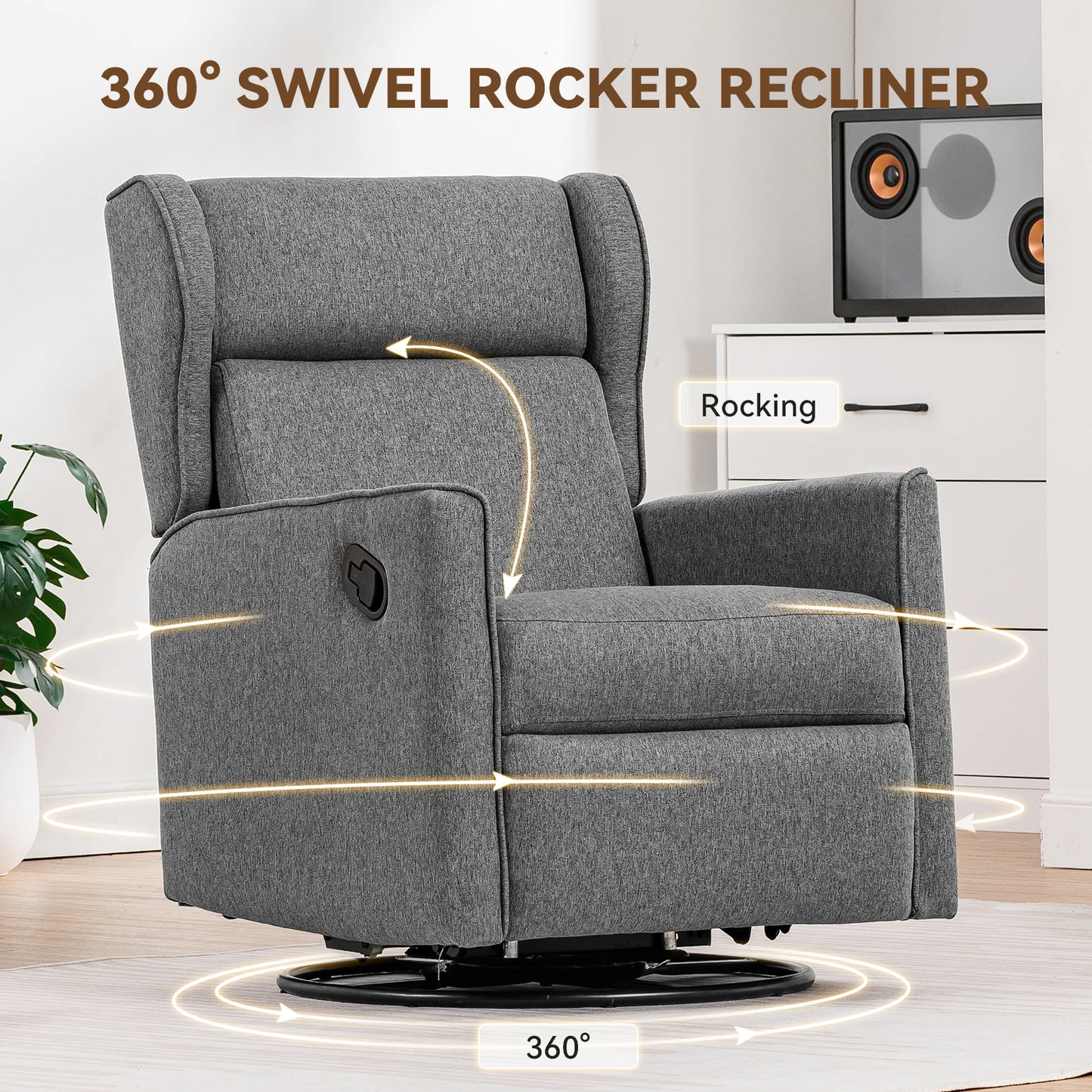 Rocking Recliner Chair, Swivel Glider Recliner