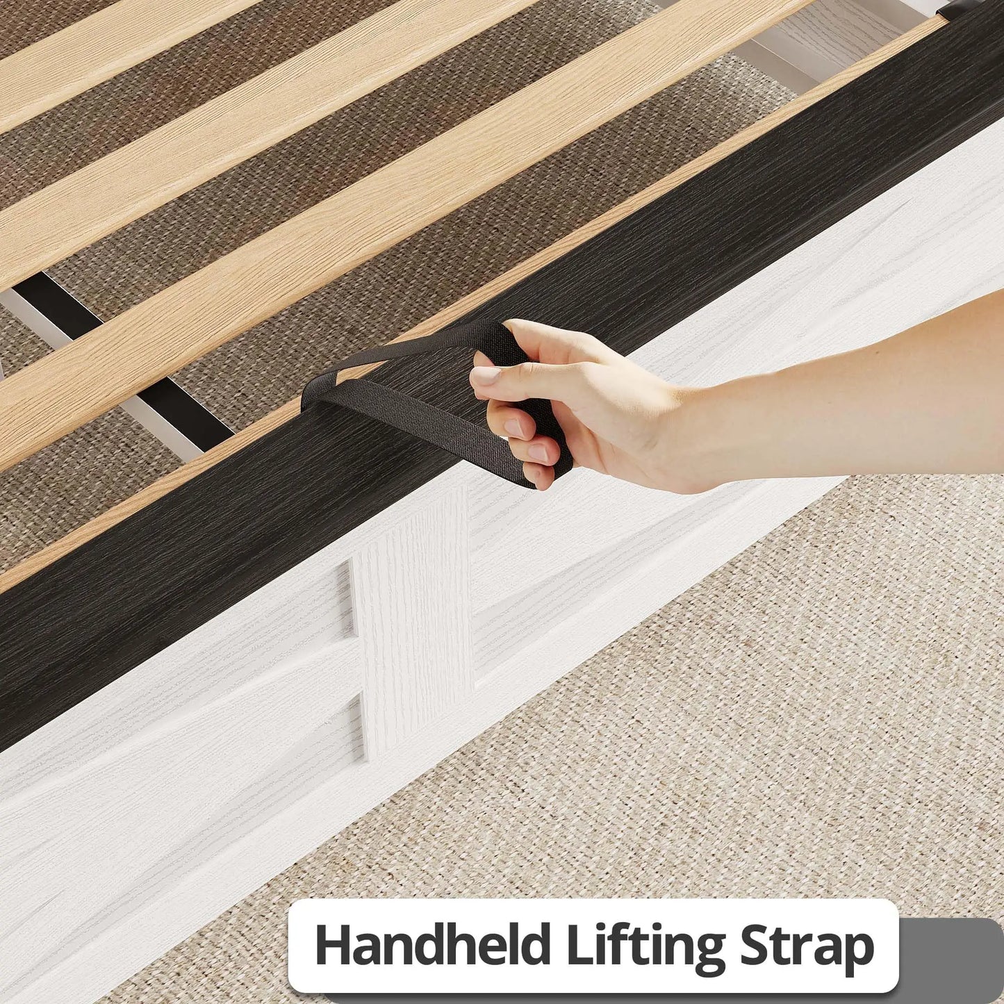 Farmhouse Queen Bed Frame with Liftup Storage