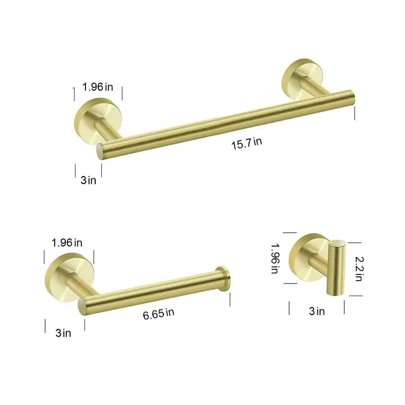 3-Piece Bath Hardware Set, Wall Mounted