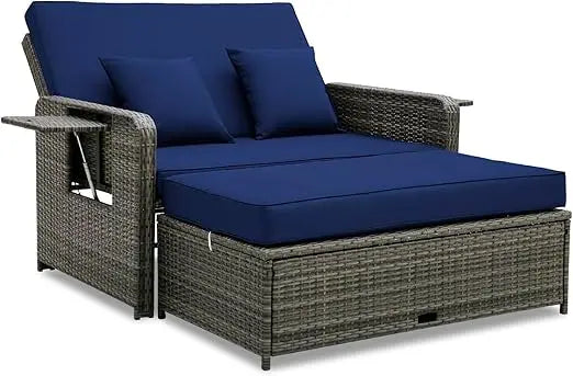 Wicker Daybed - with Loveseat & Storage Ottoman