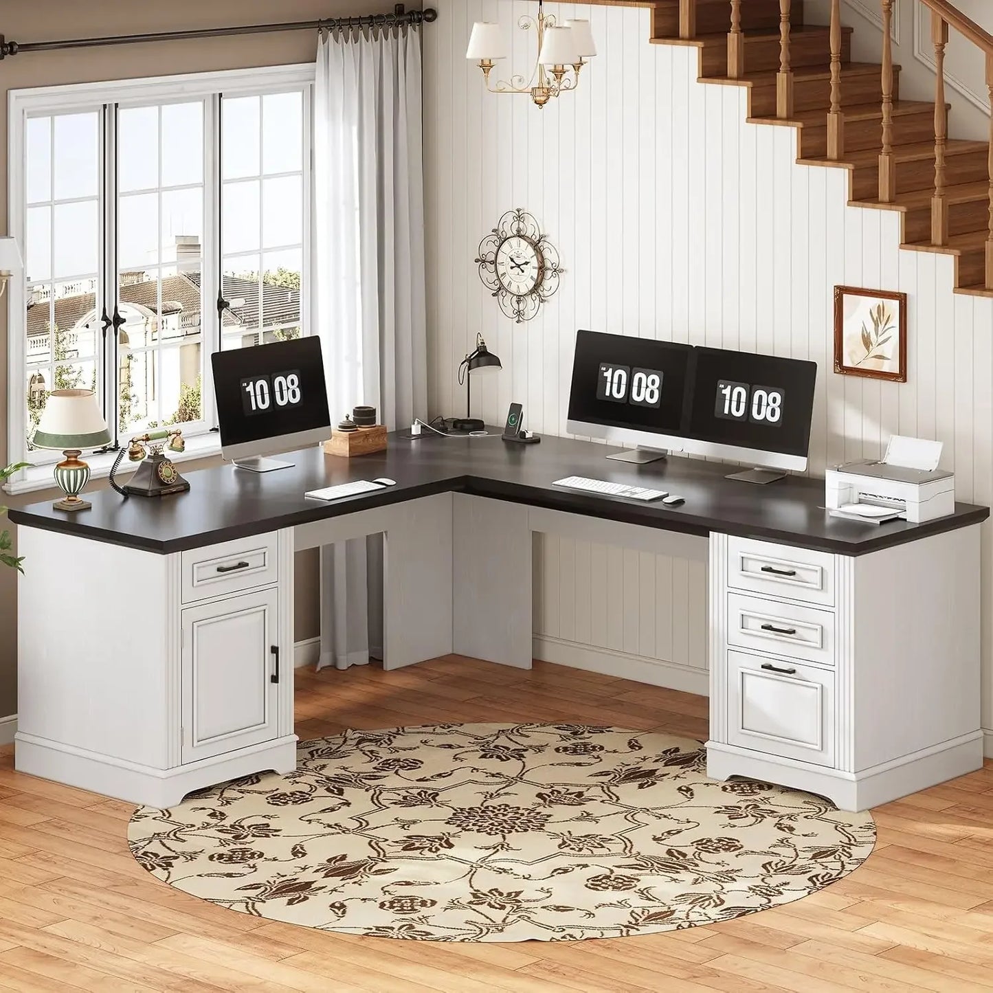 Farmhouse 69" Executive L- Shaped Home Office Desk