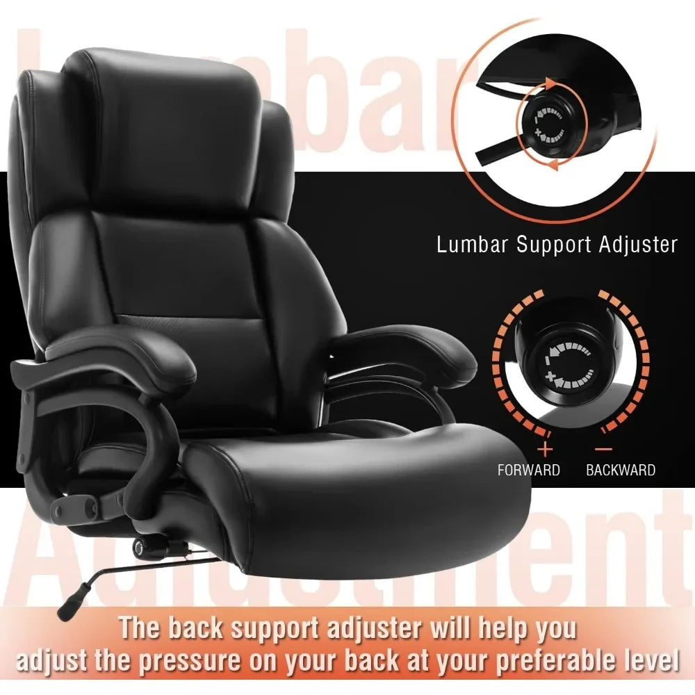 Lumbar support office chair, breathable bonded leather