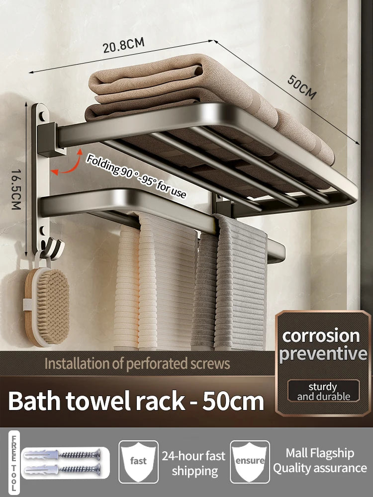 Upgrade and Thicken Grey Aluminum Towel Rack