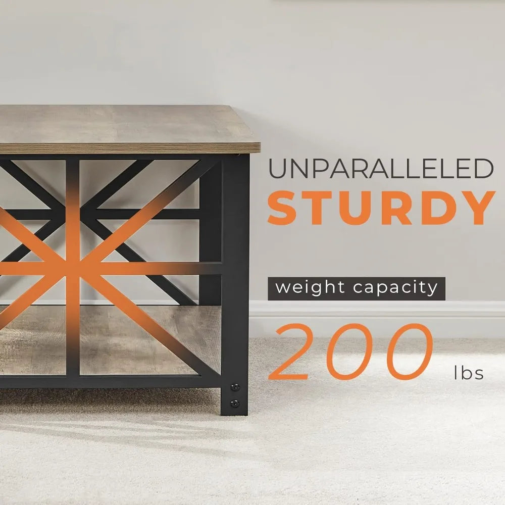 Coffee Table with Round Corners Farmhouse Style