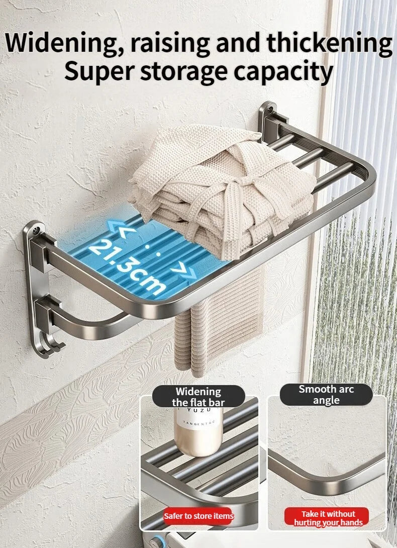 Upgrade and Thicken Grey Aluminum Towel Rack
