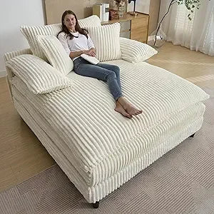 Oversized Chaise Lounge Chair Indoor, with 3 Pillows