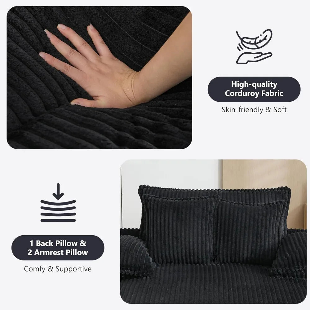 Oversized Chaise Lounge Chair Indoor, with 3 Pillows