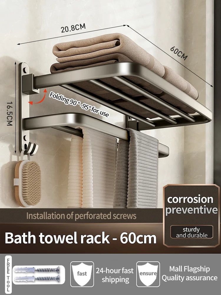 Upgrade and Thicken Grey Aluminum Towel Rack
