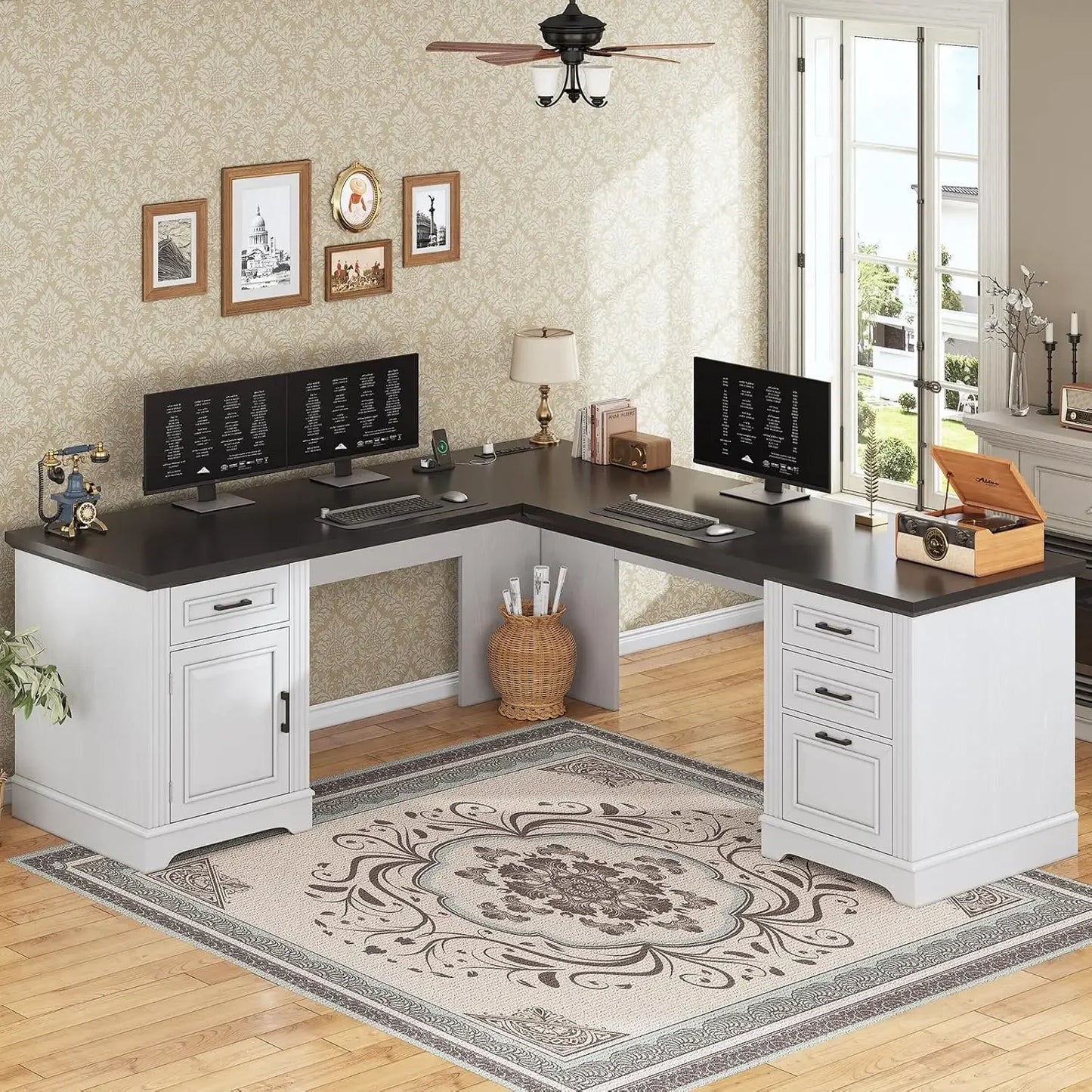 Farmhouse 69" Executive L- Shaped Home Office Desk