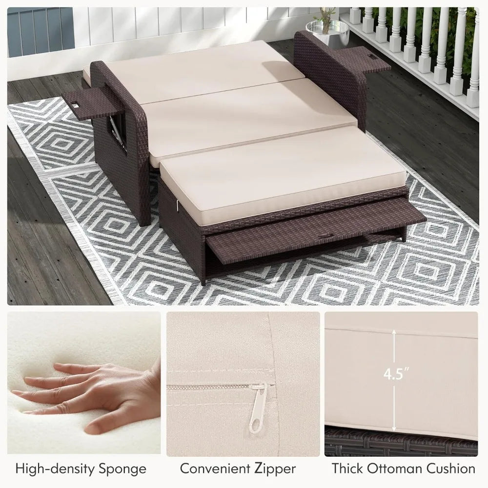 Wicker Daybed - with Loveseat & Storage Ottoman