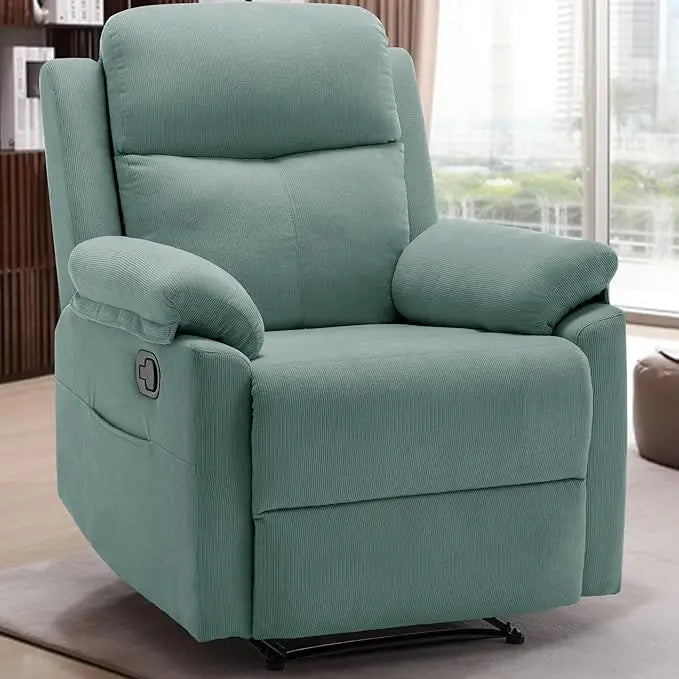Upholstered Manual Recliner with Side Pockets