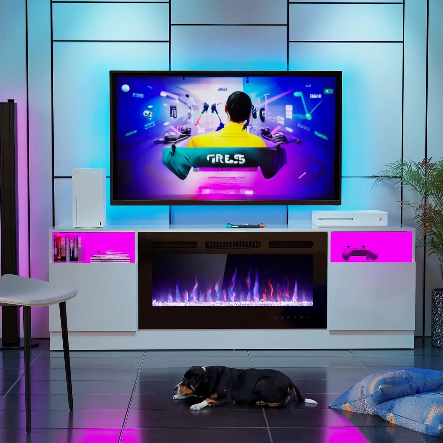 70" Electric Fireplace and TV Stand