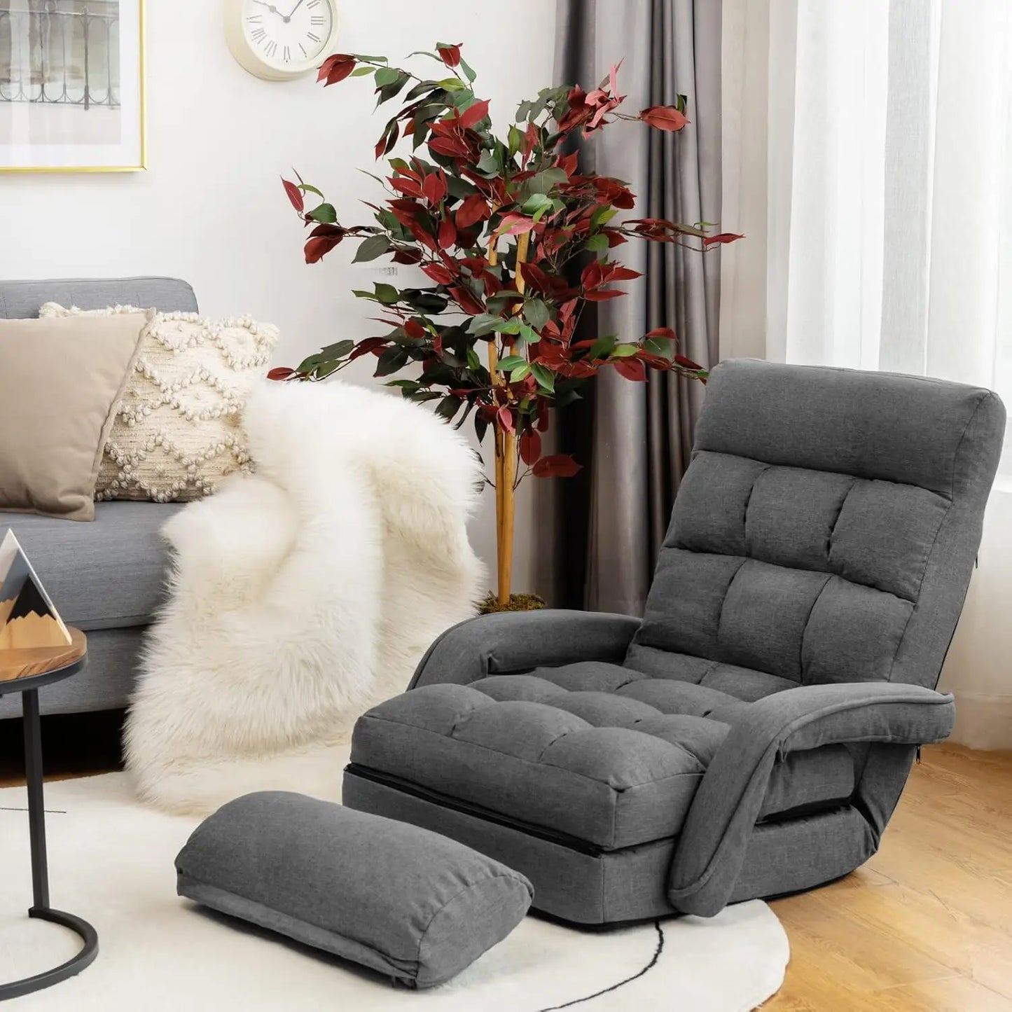 Folding Lazy Sofa Floor Chair, Chaise Lounger