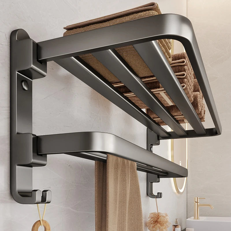 Upgrade and Thicken Grey Aluminum Towel Rack