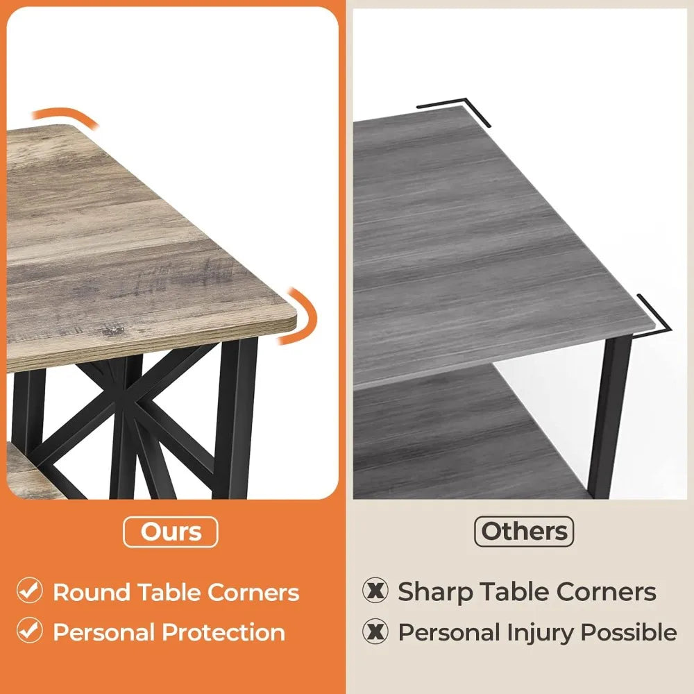 Coffee Table with Round Corners Farmhouse Style