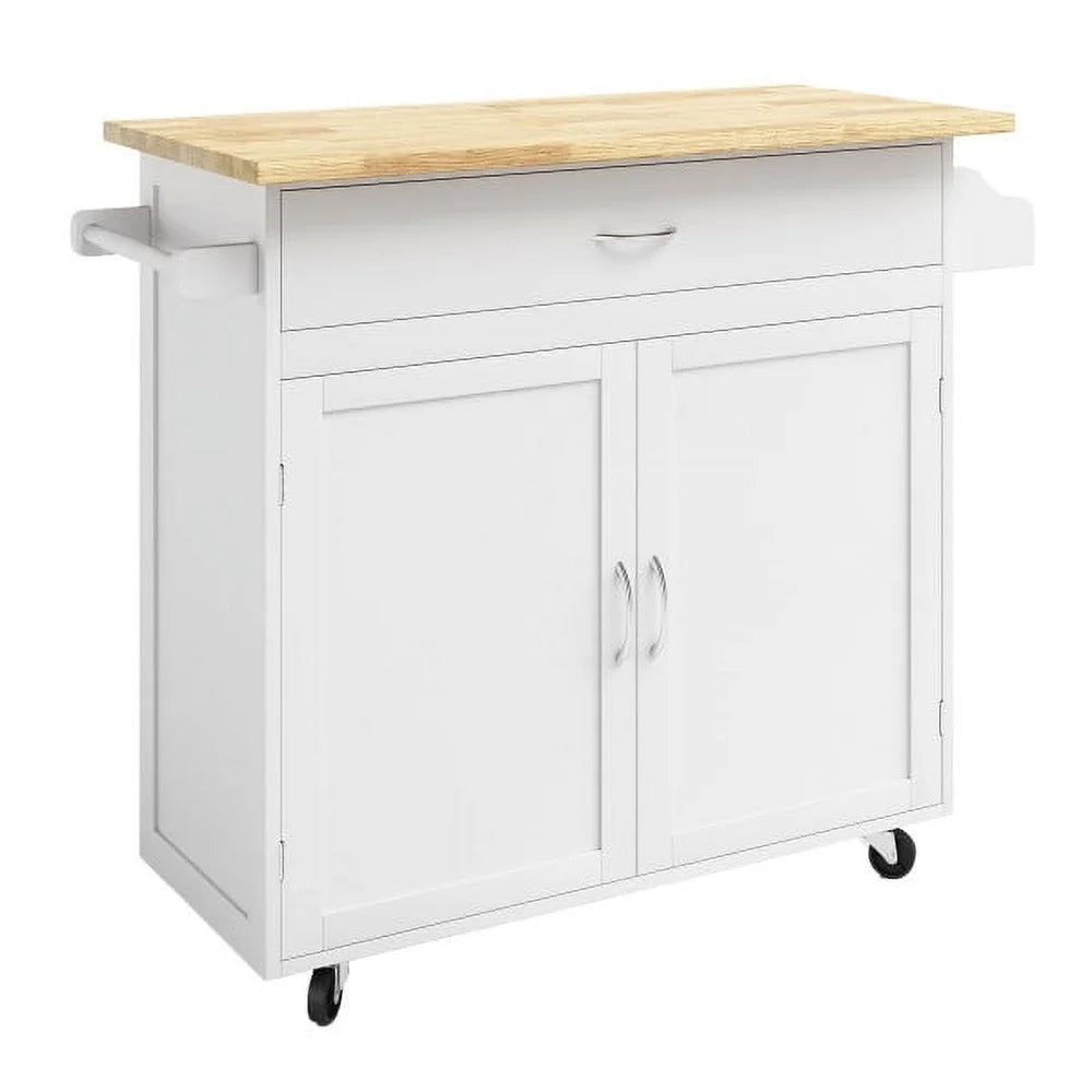 Kitchen Island Rolling Cart Storage Cabinet