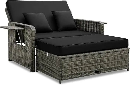 Wicker Daybed - with Loveseat & Storage Ottoman