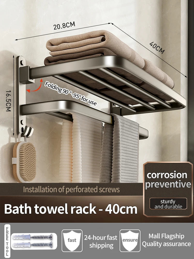 Upgrade and Thicken Grey Aluminum Towel Rack