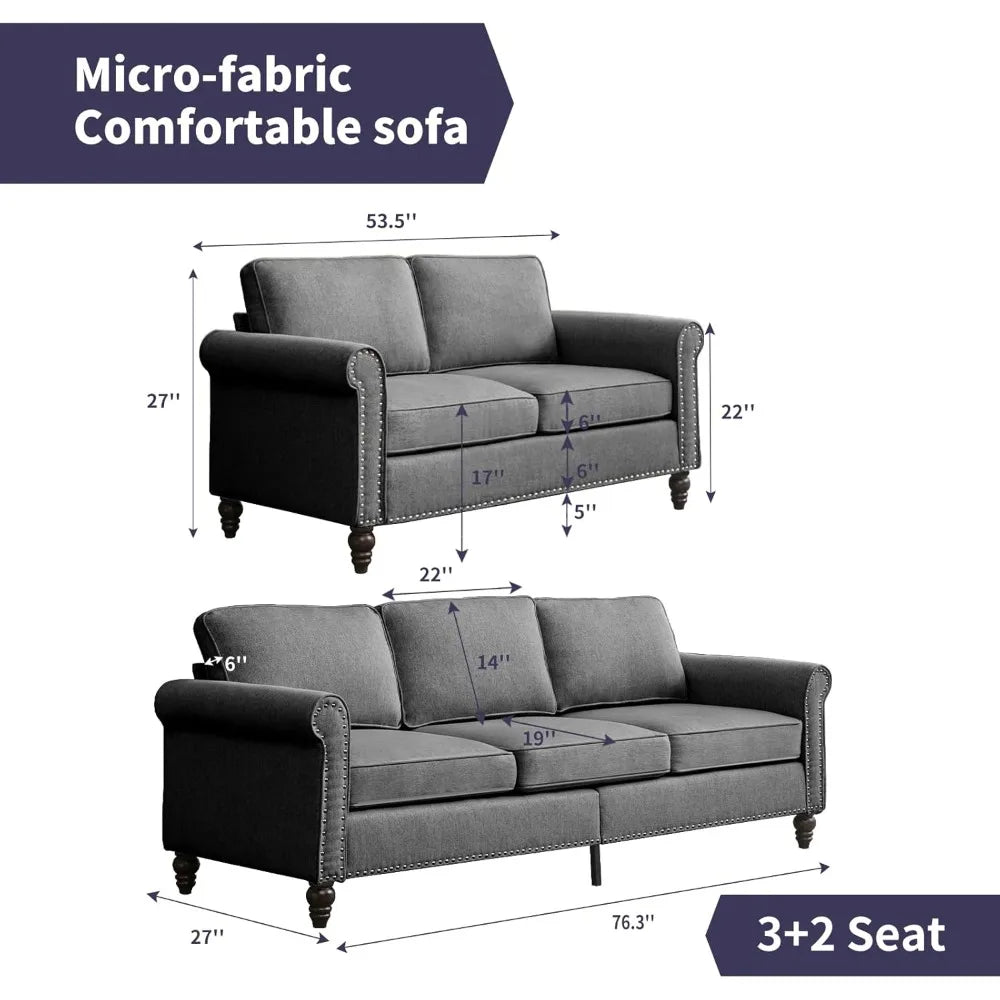2 Piece Living Room Sofa Set