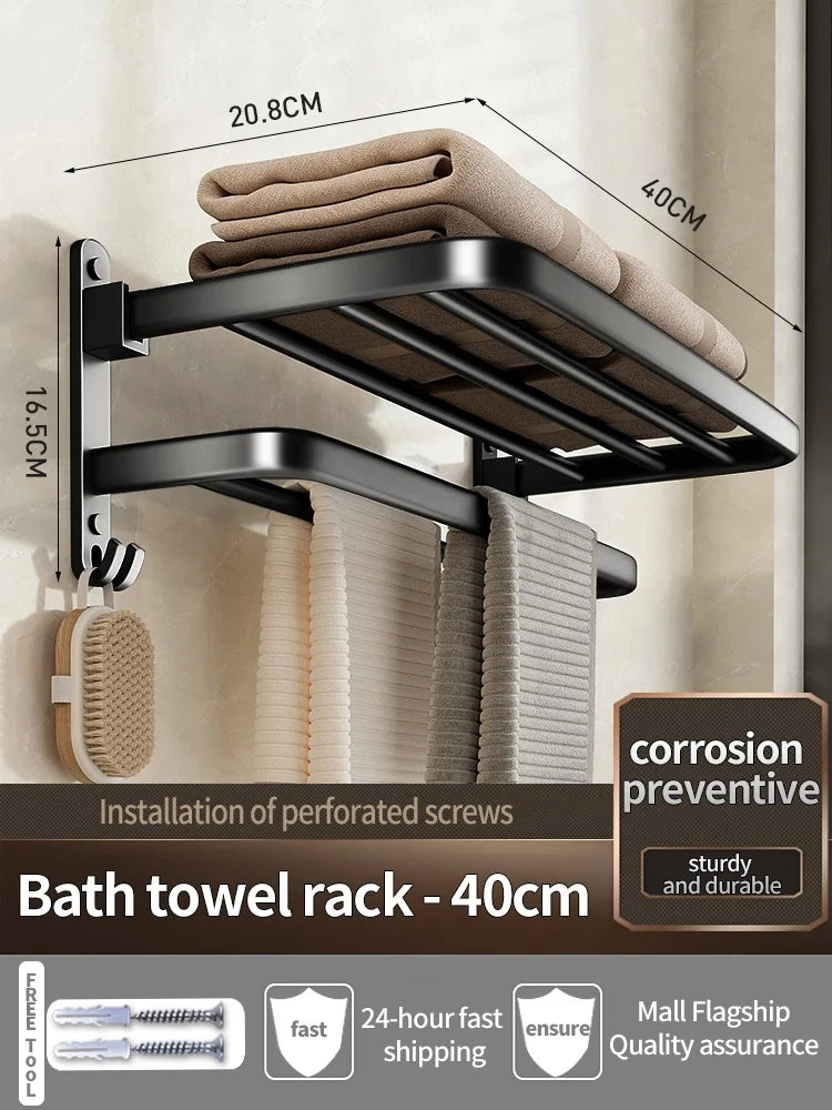 Upgrade and Thicken Grey Aluminum Towel Rack