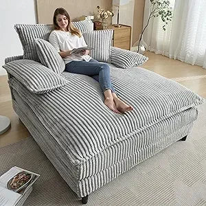 Oversized Chaise Lounge Chair Indoor, with 3 Pillows