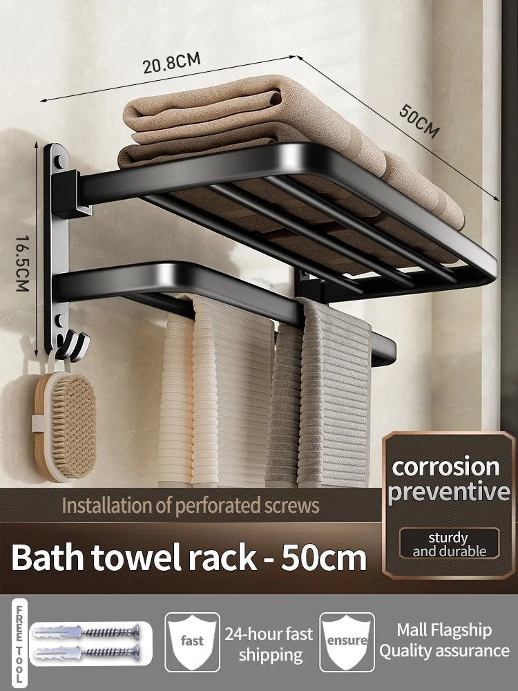 Upgrade and Thicken Grey Aluminum Towel Rack