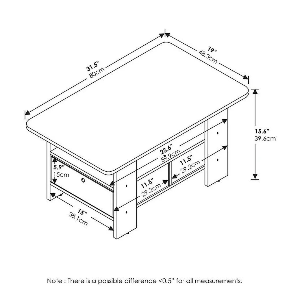 Modern Coffee Table with Storage Bins