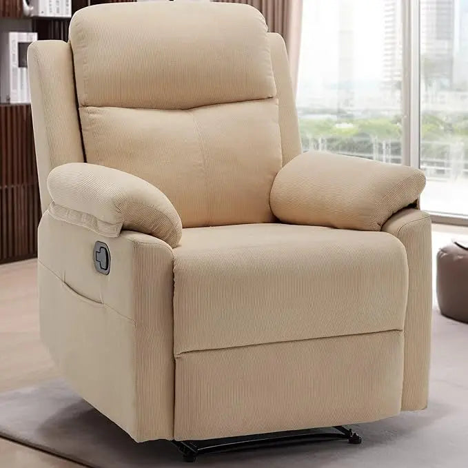 Upholstered Manual Recliner with Side Pockets