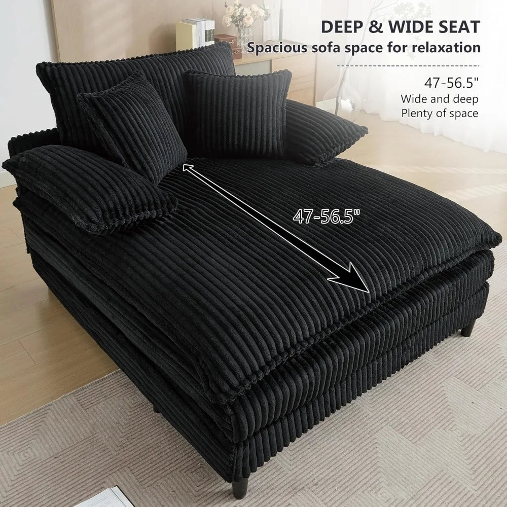 Oversized Chaise Lounge Chair Indoor, with 3 Pillows