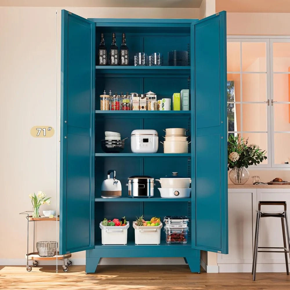 71'' Farmhouse Metal Storage Cabinet w/ Barn Door