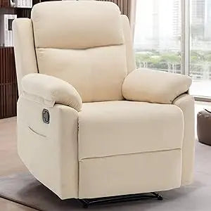 Upholstered Manual Recliner with Side Pockets