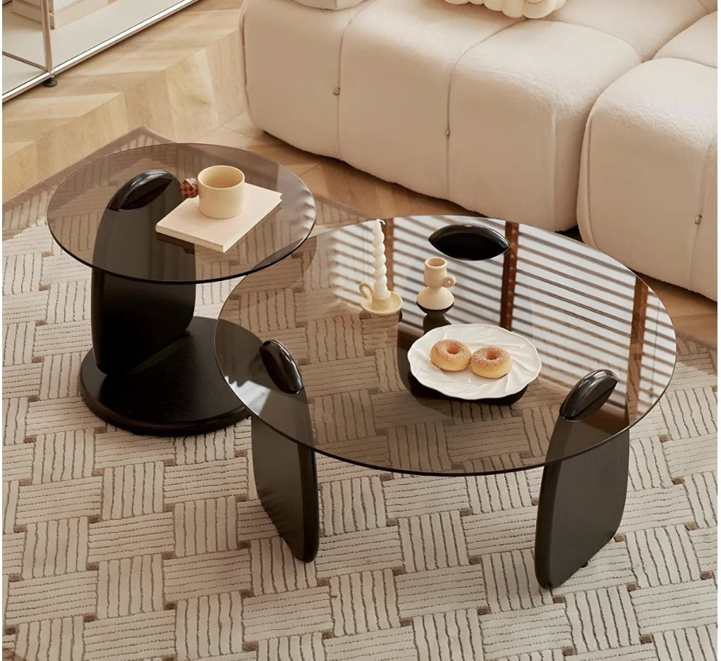 Glass Round Coffee Nesting Table Set/2