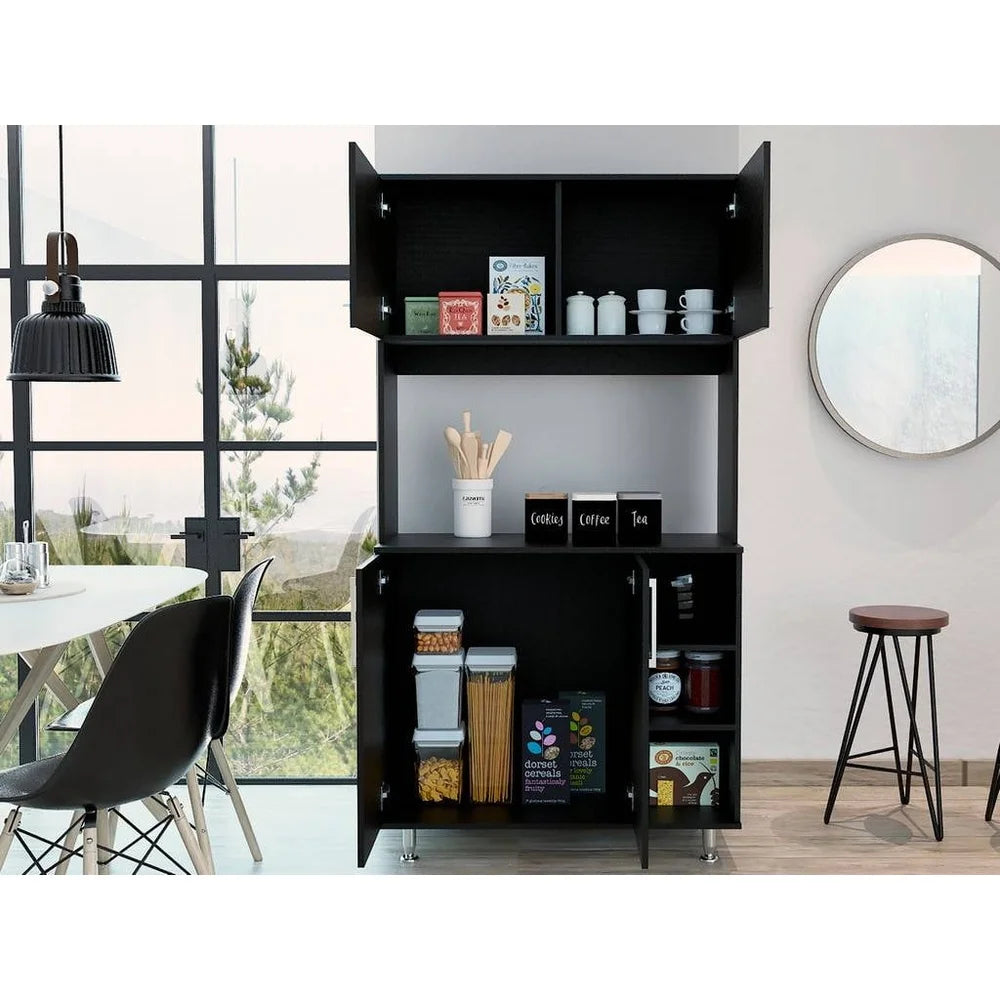 Kitchen Pantry Storage Cabinet with Open Shelves