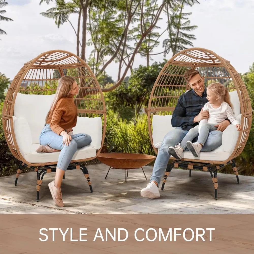 Oversized Swivel Rattan Egg Chair