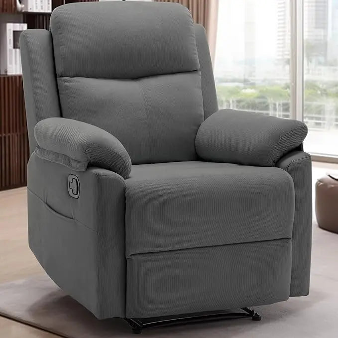 Upholstered Manual Recliner with Side Pockets