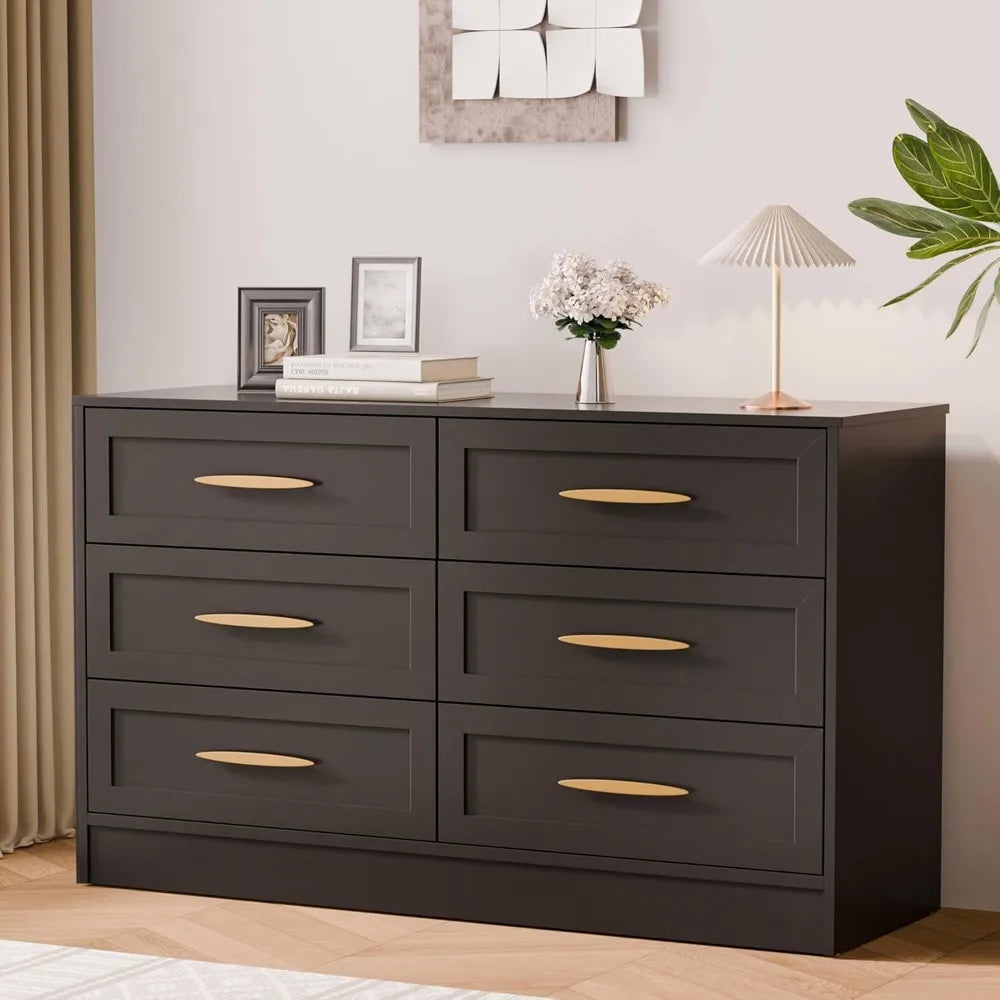 6 Drawer Wood Dresser for Bedroom
