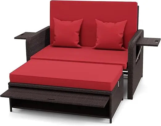 Wicker Daybed - with Loveseat & Storage Ottoman