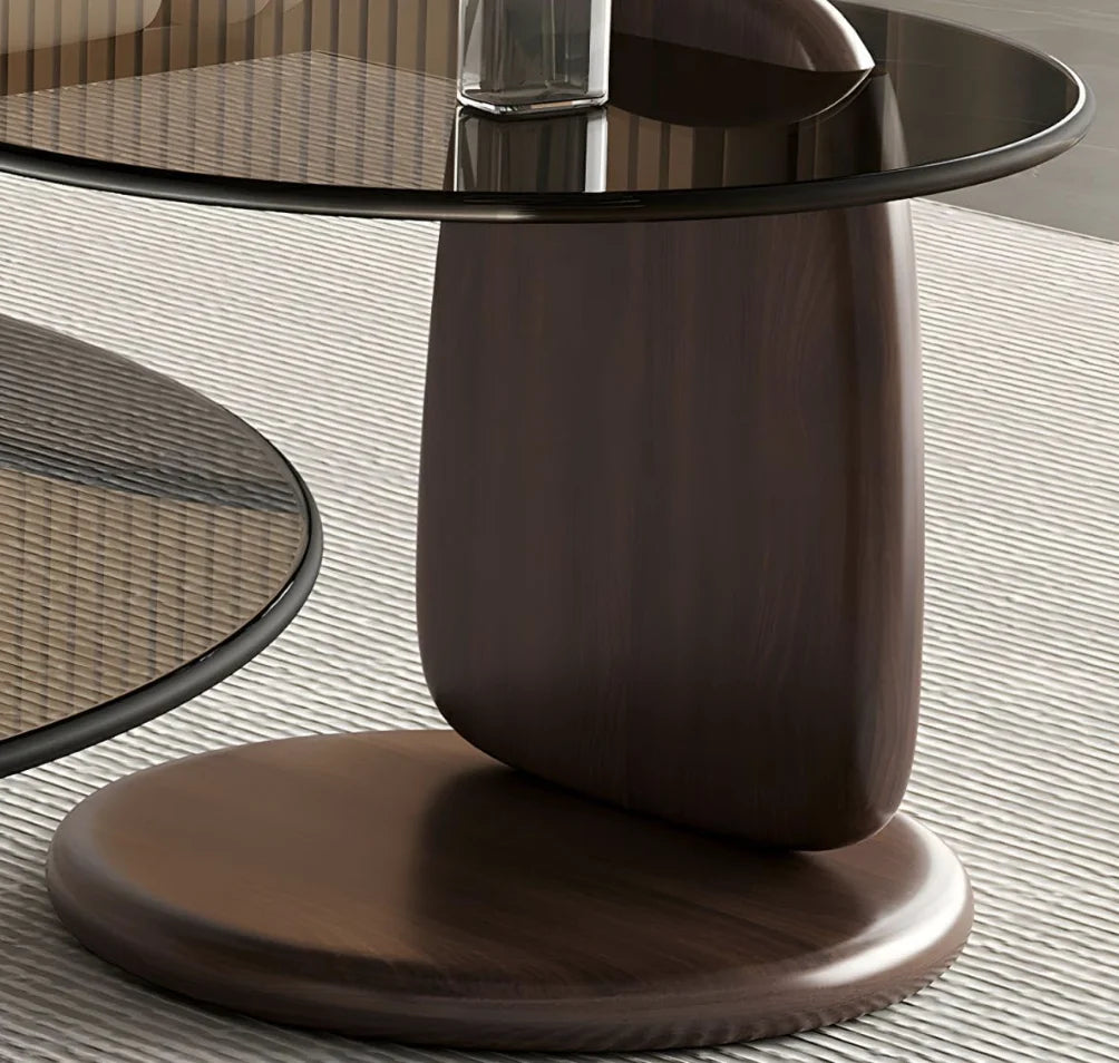 Glass Round Coffee Nesting Table Set/2