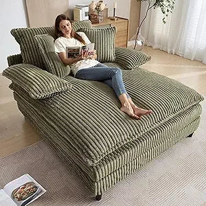 Oversized Chaise Lounge Chair Indoor, with 3 Pillows