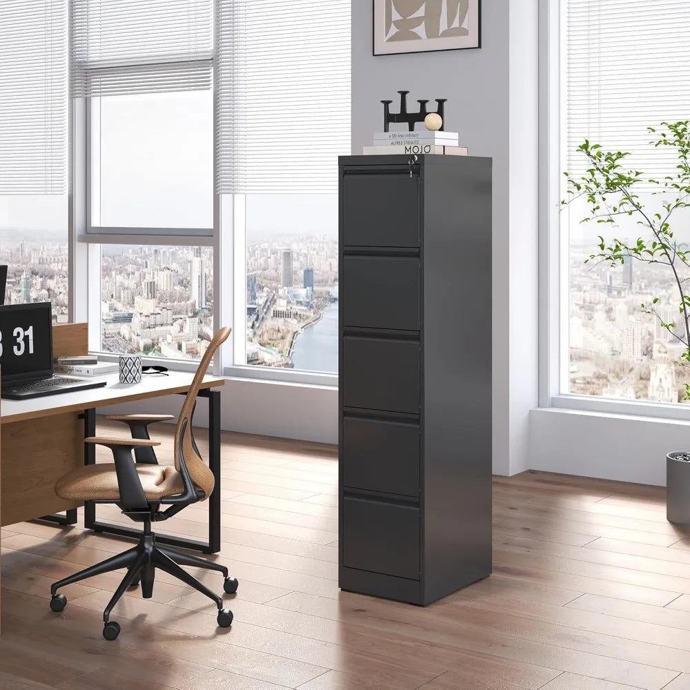 5 Drawer File Cabinet with Lock, Letter/Legal
