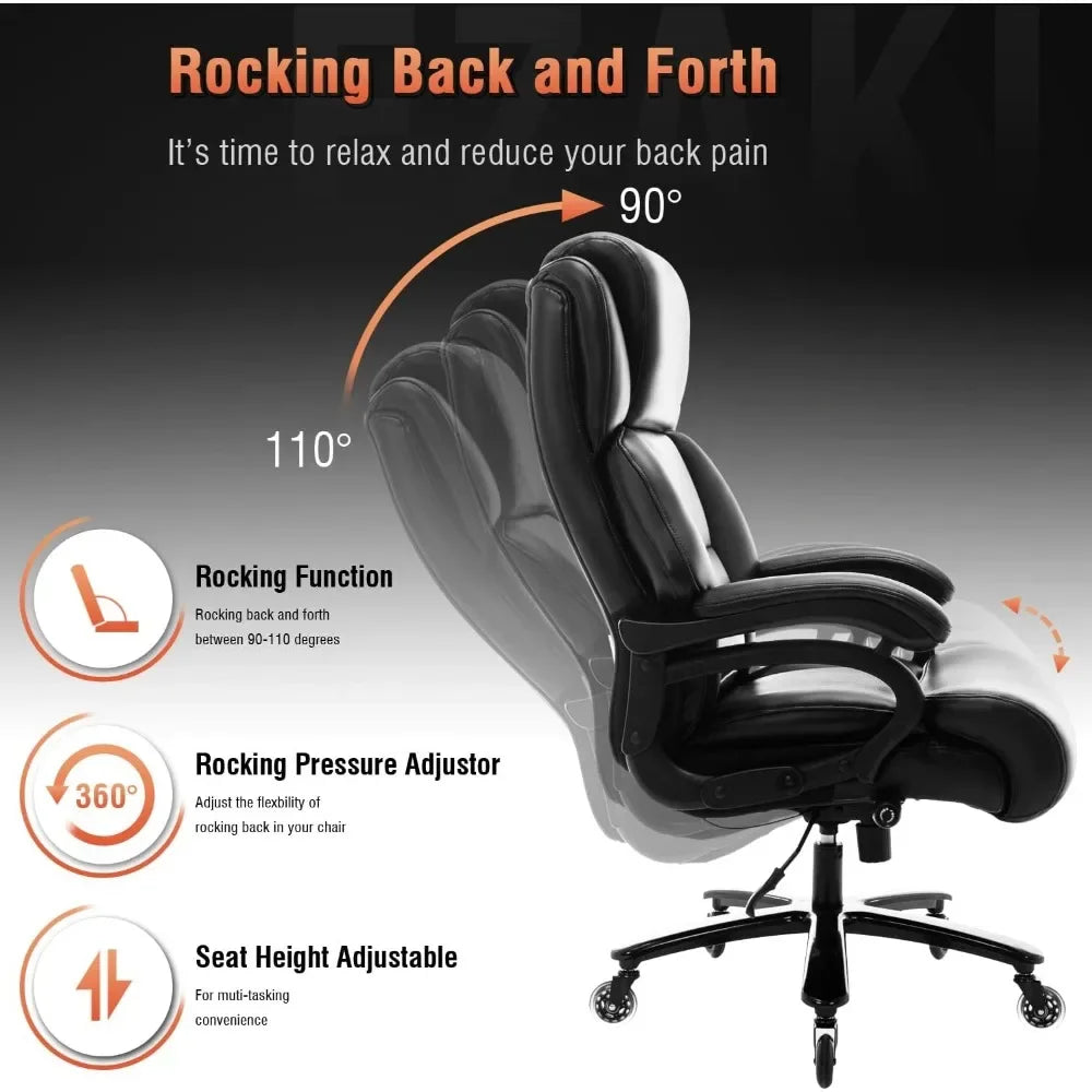 Lumbar support office chair, breathable bonded leather