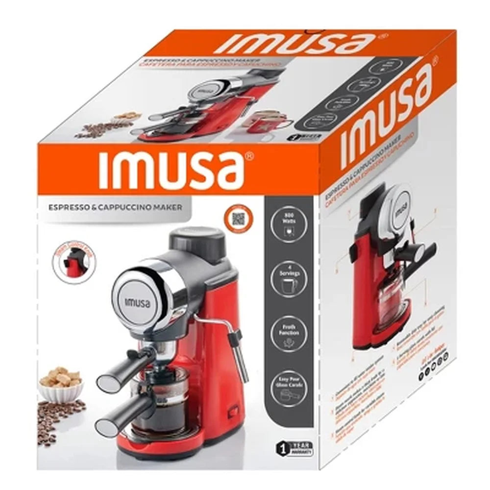 4 Cup Espresso Cappuccino Maker, Frothing Wand