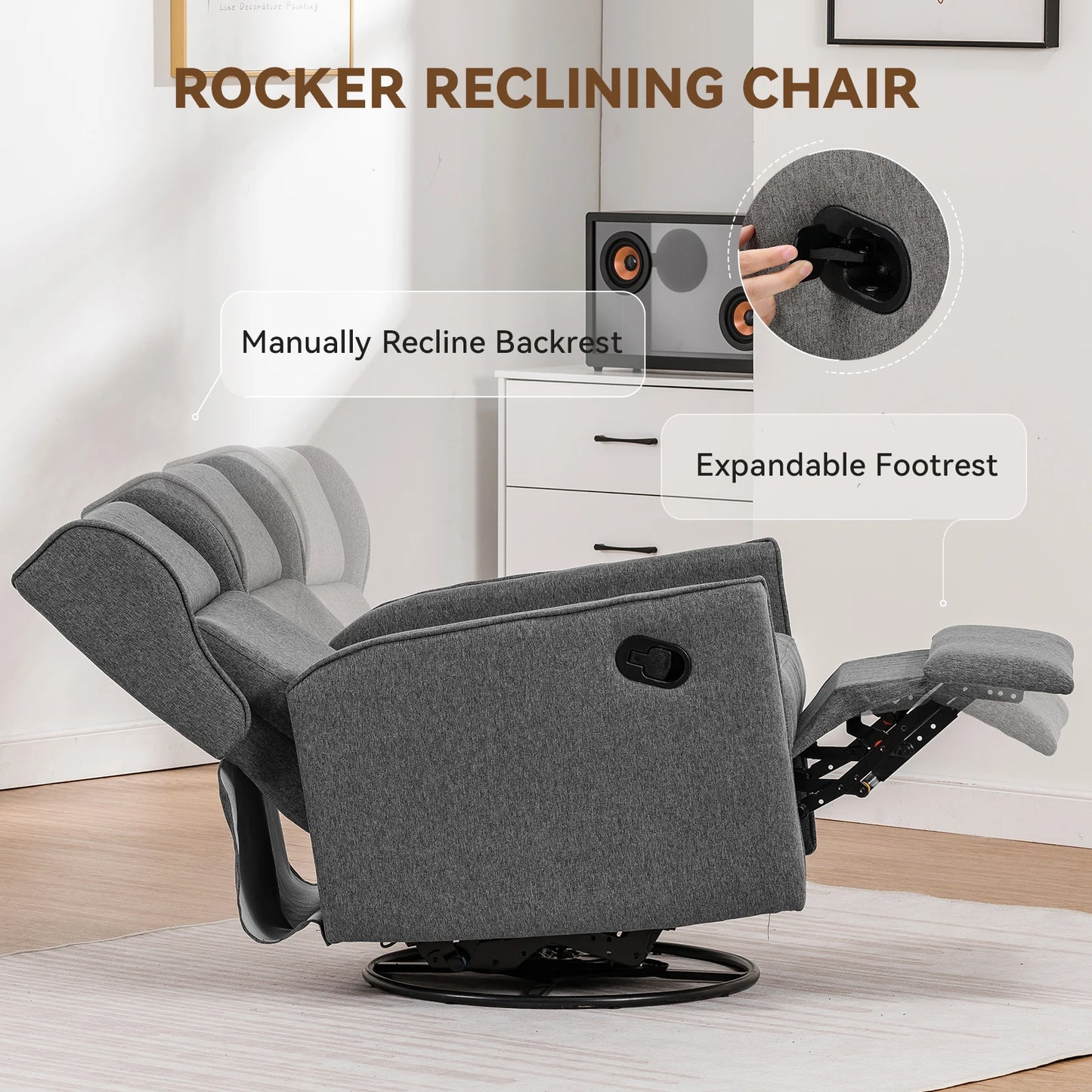 Rocking Recliner Chair, Swivel Glider Recliner