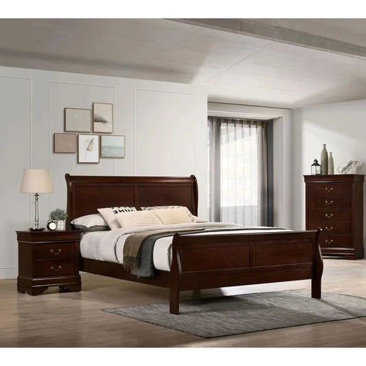 Sled bed design with double bed