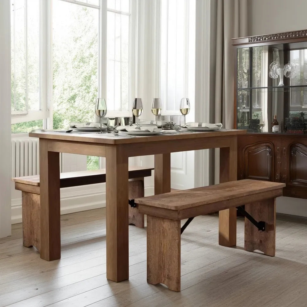 Antique Rustic Solid Pine Farm Dining Table