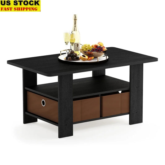 Modern Coffee Table with Storage Bins