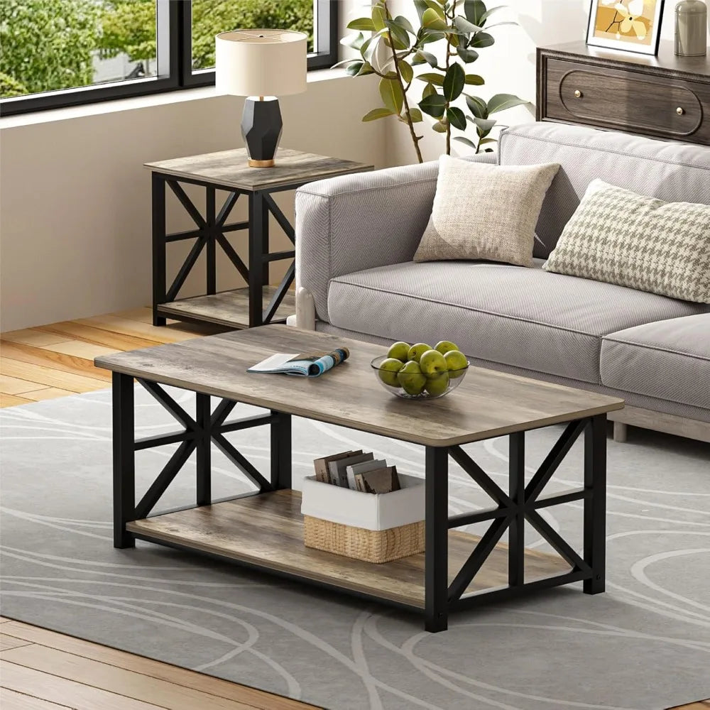 Coffee Table with Round Corners Farmhouse Style