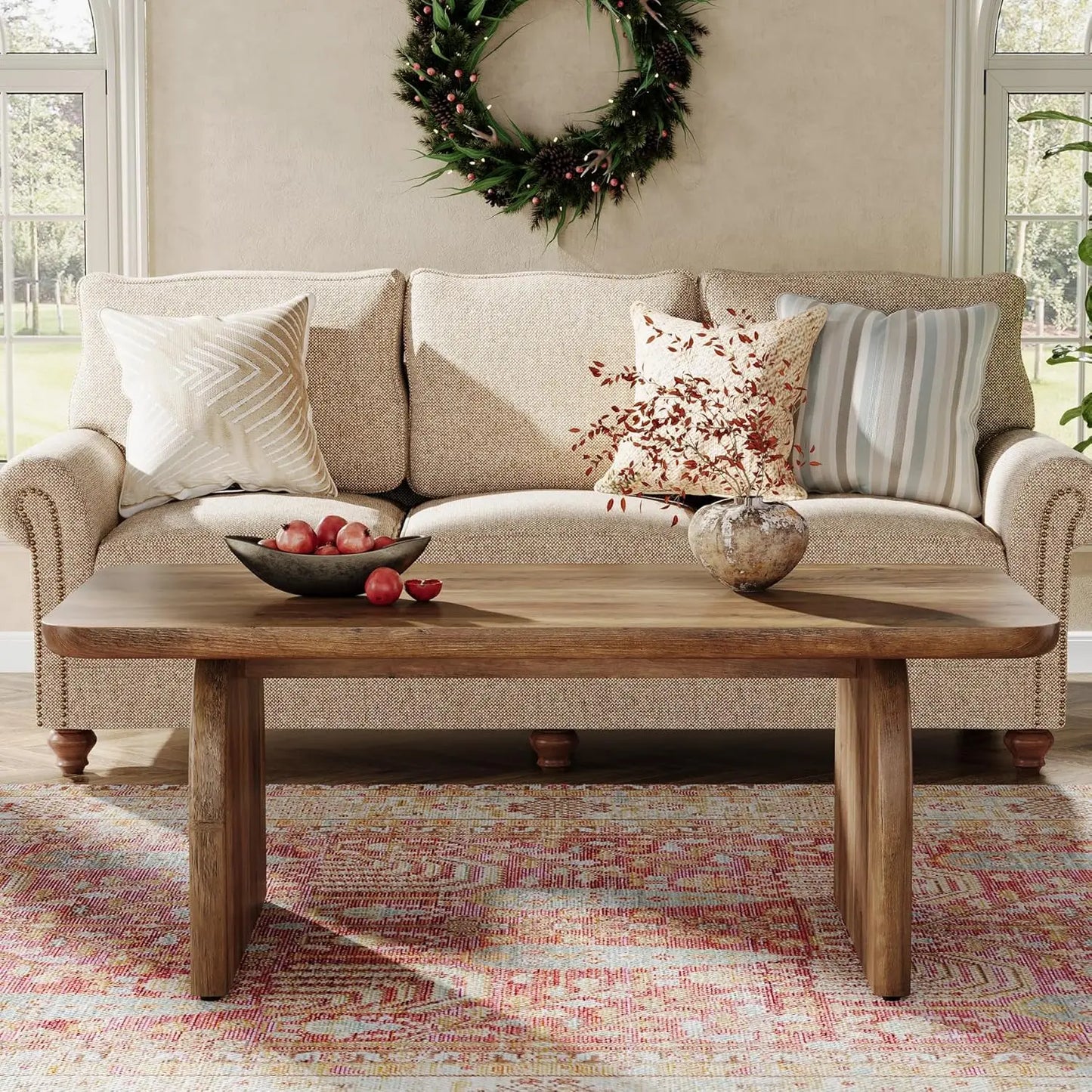 47-Inch Wood Rectangular Living Room Table