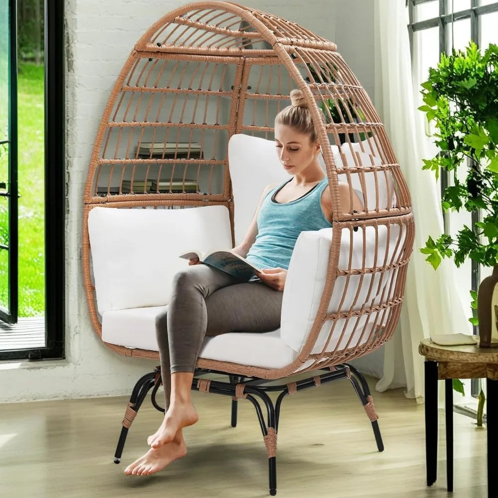 Oversized Swivel Rattan Egg Chair